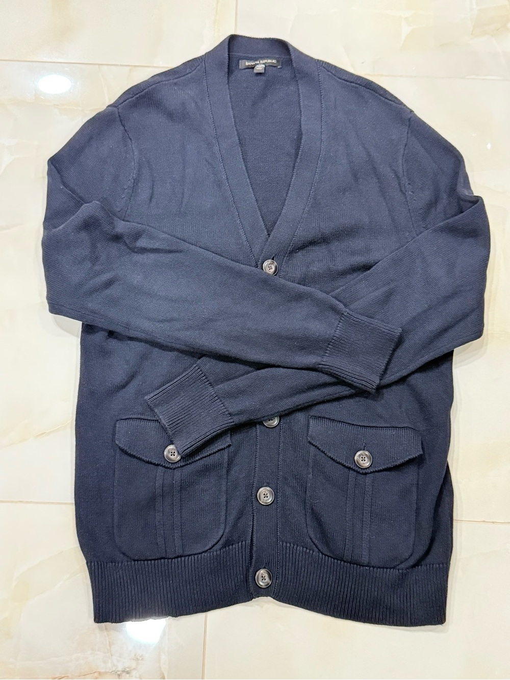 Banana Republic Men's Navy Button-Front V-Neck Cardigan